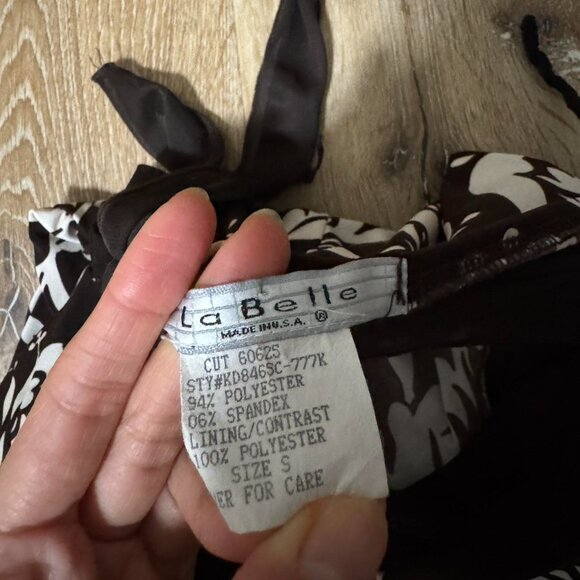 Y2K Vintage Hawaiian floral Mocha Mousse chocolate brown ruffle hem sz‎ S - Picture 2 of 4